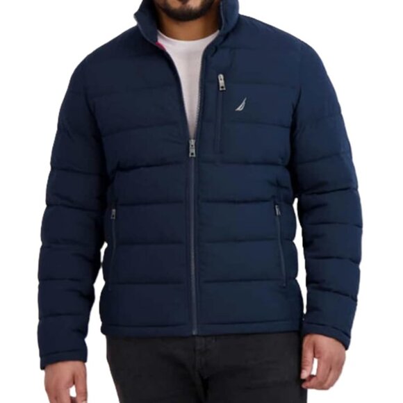 NAUTICA Mens Quilted Puffer Jacket Water/Wind Resistant Navy Blue X-Large  - NWT - Picture 1 of 3